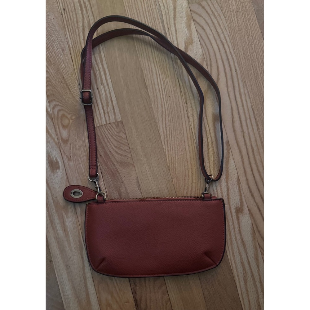 Joy Susan Terracotta Orange Pebbled Vegan Leather Crossbody Bag Clutch